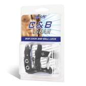 Утяжка на пенис на замочке Duo Cock And Ball Lock - BlueLine - купить с доставкой в Вологде