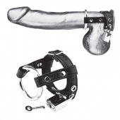 Утяжка на пенис на замочке Duo Cock And Ball Lock - BlueLine - купить с доставкой в Вологде