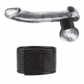 Чёрная утяжка на мошонку 1  Velcro Ball Stretcher - BlueLine - купить с доставкой в Вологде