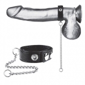 Утяжка на пенис с поводком Snap Cock Ring With 12  Leash - BlueLine - купить с доставкой в Вологде