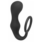 Чёрное эрекционное кольцо с анальной пробкой Double Pleasure Anal Plug - Lola Games - в Вологде купить с доставкой
