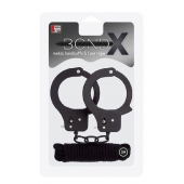 Чёрные наручники из листового металла в комплекте с веревкой BONDX METAL CUFFS LOVE ROPE SET - Dream Toys - купить с доставкой в Вологде