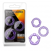 Набор из 3 фиолетовых эрекционных колец Stay Hard Beaded Cockrings - Blush Novelties - в Вологде купить с доставкой