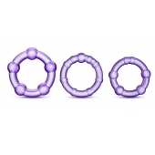 Набор из 3 фиолетовых эрекционных колец Stay Hard Beaded Cockrings - Blush Novelties - в Вологде купить с доставкой
