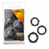 Набор из 3 чёрных эрекционных колец Stay Hard Beaded Cockrings - Blush Novelties - в Вологде купить с доставкой