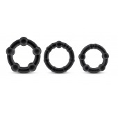 Набор из 3 чёрных эрекционных колец Stay Hard Beaded Cockrings - Blush Novelties - в Вологде купить с доставкой