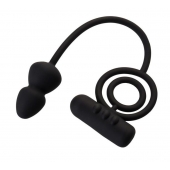 Чёрное эрекционное кольцо с вибропулькой и анальным хвостом - Erotist Adult Toys - в Вологде купить с доставкой