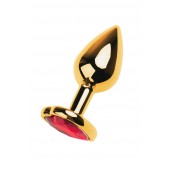 Золотистая анальная пробка с кристаллом-сердцем - 7,5 см. - ToyFa - купить с доставкой в Вологде