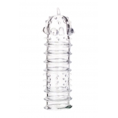 Прозрачная насадка на пенис TOYFA A-Toys с ребрами и точками - 15,3 см. - A-toys - в Вологде купить с доставкой