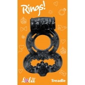 Чёрное эрекционное кольцо Rings Treadle с подхватом - Lola Games - в Вологде купить с доставкой