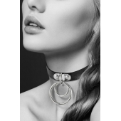 Черный чокер с двумя кольцами - Bijoux Pour Toi - купить с доставкой в Вологде