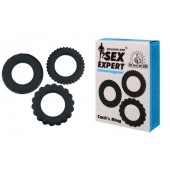 Набор из 3 рельефных эрекционных колец Sex Expert - Sex Expert - в Вологде купить с доставкой