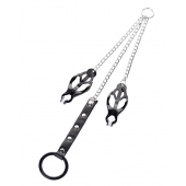 Черно-серебристые зажимы для сосков с кольцом для пениса TOYFA Metal - ToyFa - купить с доставкой в Вологде