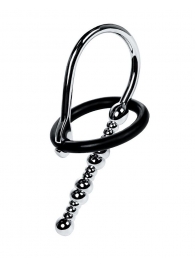 Серебристый уретральный плаг-бусины TOYFA Metal с мягким фиксириющим кольцом - ToyFa - купить с доставкой в Вологде