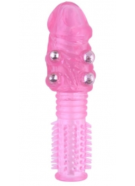 Стимулирующая розовая насадка с шишечками и шипами - 13,5 см. - Toyfa Basic - в Вологде купить с доставкой