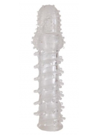 Прозрачная, закрытая насадка с шипами и точками - 13,5 см. - Toyfa Basic - в Вологде купить с доставкой