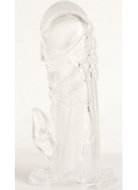 Прозрачная гелевая насадка с клиторальным отростком - 13 см. - Toyfa Basic - в Вологде купить с доставкой