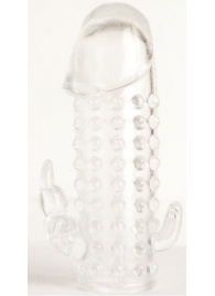 Гелевая прозрачная насадка с 2 отростками - 13 см. - Toyfa Basic - в Вологде купить с доставкой