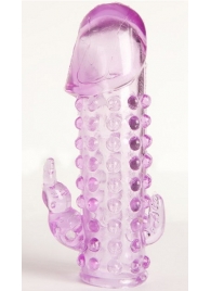 Закрытая фиолетовая насадка с 2 отростками - 13 см. - Toyfa Basic - в Вологде купить с доставкой