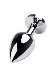 Серебристая коническая анальная пробка с красным кристаллом - 8 см. - ToyFa - купить с доставкой в Вологде