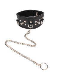 Черный ошейник с шипами и металлическим поводком-цепочкой - Notabu - купить с доставкой в Вологде