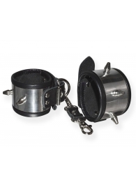 Серебристо-черные наручники с шипами и металлическим блеском - Sitabella - купить с доставкой в Вологде