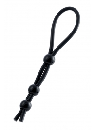 Черное лассо на пенис с тремя бусинами - A-toys - в Вологде купить с доставкой