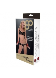 Красно-чёрные наручники на металлической цепочке - Blush Novelties - купить с доставкой в Вологде