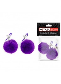 Зажимы для сосков с фиолетовым пушком - Notabu - купить с доставкой в Вологде