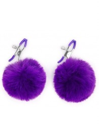 Зажимы для сосков с фиолетовым пушком - Notabu - купить с доставкой в Вологде