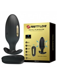 Черная анальная вибропробка с электростимуляцией и пультом ДУ Royal Pleasure - 9,2 см. - Baile - купить с доставкой в Вологде