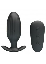 Черная анальная вибропробка с электростимуляцией и пультом ДУ Royal Pleasure - 9,2 см. - Baile - купить с доставкой в Вологде
