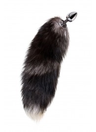Серебристая металлическая анальная втулка с хвостом чернобурой лисы - размер S - ToyFa - купить с доставкой в Вологде