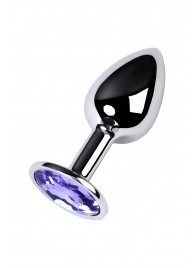 Серебристая конусовидная анальная пробка с фиолетовым кристаллом - 7 см. - ToyFa - купить с доставкой в Вологде