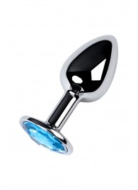 Серебристая конусовидная анальная пробка с голубым кристаллом - 7 см. - ToyFa - купить с доставкой в Вологде