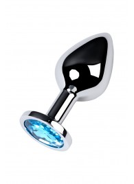 Серебристая конусовидная анальная пробка с голубым кристаллом - 8 см. - ToyFa - купить с доставкой в Вологде