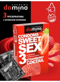 Презервативы для орального секса DOMINO Sweet Sex с ароматом клубничного коктейля  - 3 шт. - Domino - купить с доставкой в Вологде