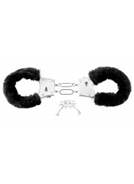 Меховые чёрные наручники Beginner s Furry Cuffs - Pipedream - купить с доставкой в Вологде