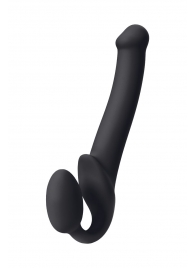 Черный безремневой страпон Silicone Bendable Strap-On M - Strap-on-me - купить с доставкой в Вологде