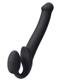 Черный безремневой страпон Silicone Bendable Strap-On M - Strap-on-me - купить с доставкой в Вологде