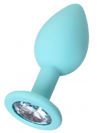 Мятная анальная пробка с прозрачным кристаллом Brilliant - 7 см. - ToyFa - купить с доставкой в Вологде