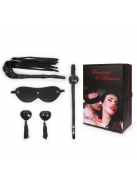 Эротический набор в черном цвете: маска, кляп, пэстисы, плётка - Notabu - купить с доставкой в Вологде