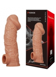 Телесная насадка на фаллос с фиксацией мошонки EXTREME SLEEVE - 15,6 см. - KOKOS - в Вологде купить с доставкой