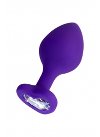 Фиолетовая анальная втулка Diamond Heart с прозрачным кристаллом - 8 см. - ToyFa - купить с доставкой в Вологде