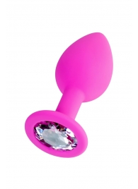 Розовая анальная втулка Brilliant с прозрачным кристаллом - 7 см. - ToyFa - купить с доставкой в Вологде