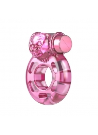 Розовое эрекционное кольцо с вибрацией Pink Bear - Baile - в Вологде купить с доставкой