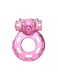 Розовое эрекционное кольцо с вибрацией Pink Bear - Baile - в Вологде купить с доставкой