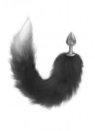 Серебристая анальная пробка с черным хвостом Galaxy - Lola Games - купить с доставкой в Вологде