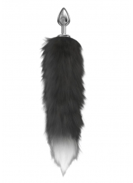 Серебристая анальная пробка с черным хвостом Starlit - Lola Games - купить с доставкой в Вологде