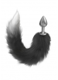 Серебристая анальная пробка с черным хвостом Starlit - Lola Games - купить с доставкой в Вологде